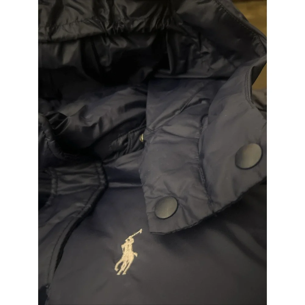 Polo Ralph Lauren Girls Coat 16 XL Down Puffer Jacket Hooded Navy Pink Pony